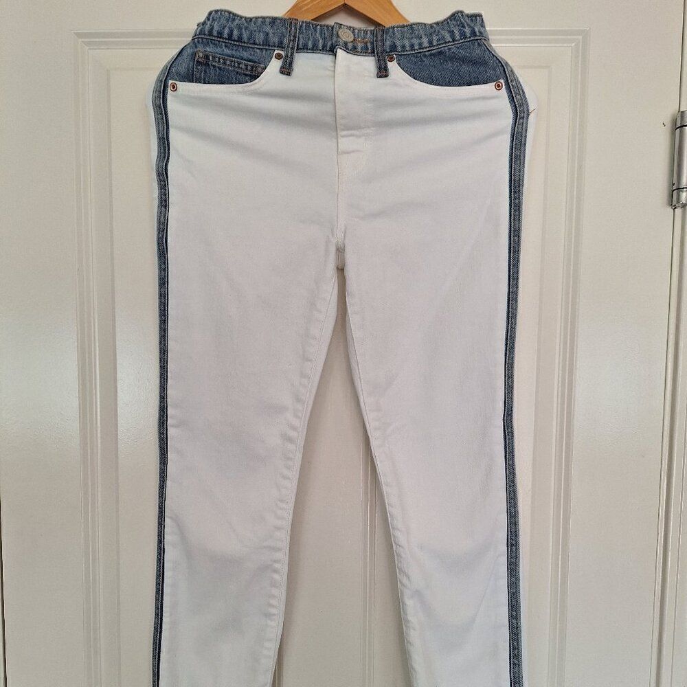 Joie Gracelyn Two Tone White & Blue Borderline Denim Skinny Jeans Size 25